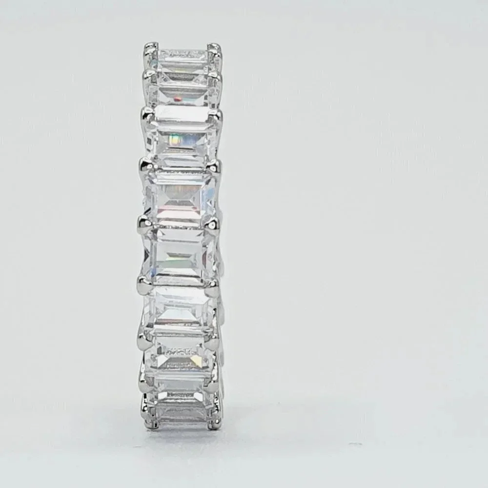 💎925 Sterling Silver Plated Clear CZ Eternity Wedding/Engagement Ring UN… - Picture 8 of 8
